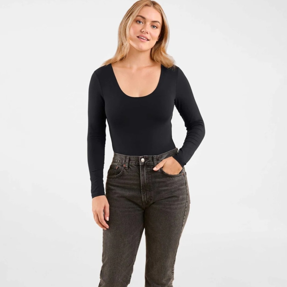 Classic Black Long Sleeve Women's Bodysuit